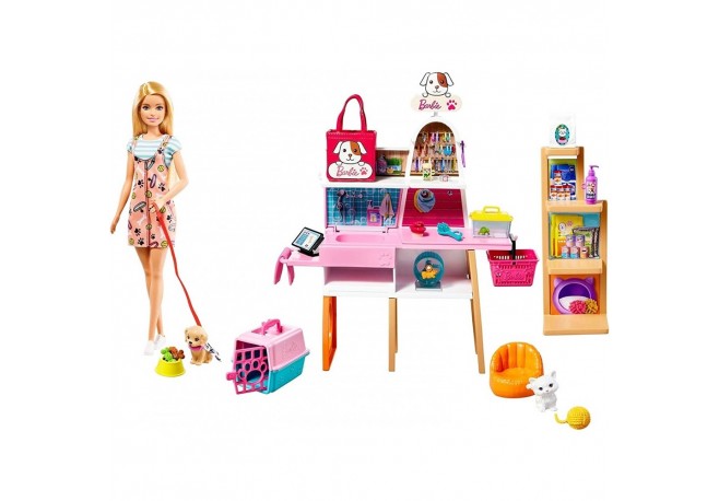 Set Barbie by Mattel Magazin accesorii animalute cu papusa si accesorii