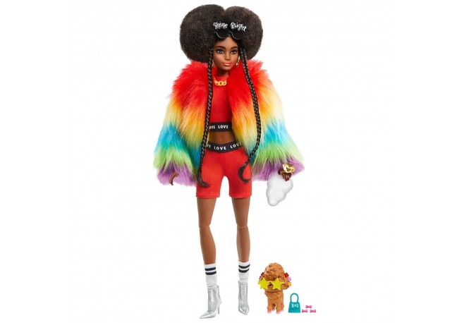 Papusa Barbie by Mattel Extra Style Curcubeu GVR04 cu figurina si accesorii