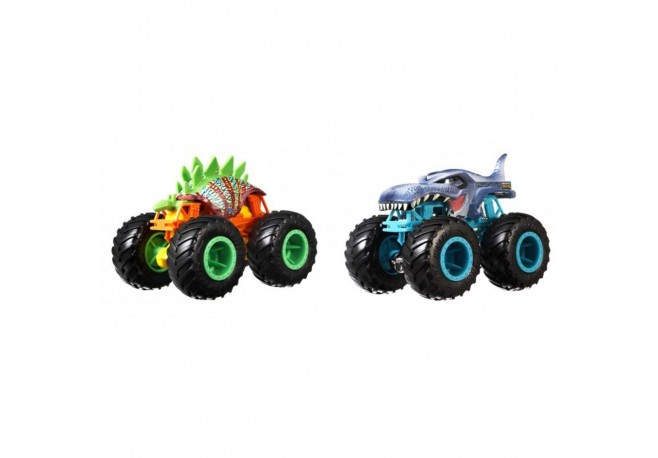 Set Hot Wheels by Mattel Monster Trucks Motosaurus vs Mega Wrex