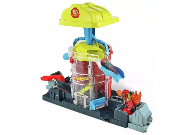 Pista de masini Hot Wheels by Mattel City Fire House Rescue cu 1 masinuta