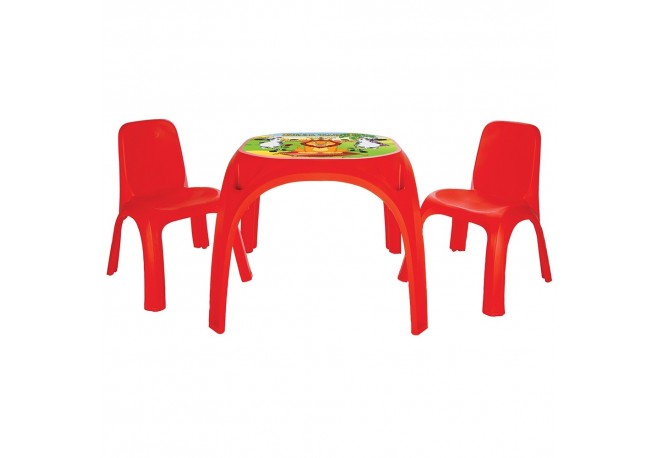 Set Masuta cu 2 scaune pentru copii Pilsan King Table red