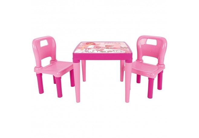Set Masuta cu 2 scaune pentru copii Pilsan Hobby Study Table pink