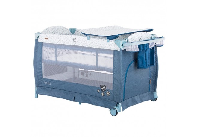 Patut pliabil Chipolino Bella blue linen