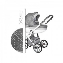 Carucior 3 in 1 Baby Merc Faster 3 Style-26C Cadru Alb