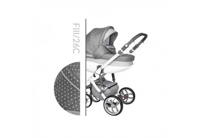 Carucior 3 in 1 Baby Merc Faster 3 Style-26C Cadru Alb