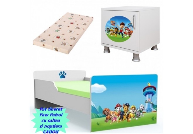 Pat copii Paw Patrol 2-saltea cadou