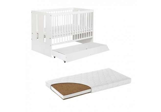 Patut cu sertar Klups Paula Alb + Saltea 8 MyKids MyDreams II