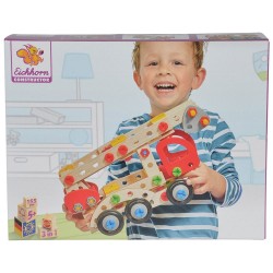 Set constructie din lemn Eichhorn Fire Truck 3 in 1 155 piese