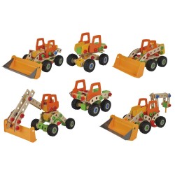 Set constructie din lemn Eichhorn Wheel Loader 6 in 1 140 piese