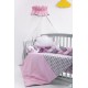 Lenjerie MyKids 8 piese Gray-Pink cu baldachin 120x60 cm