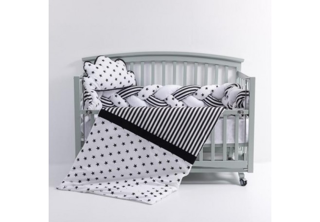 Lenjerie MyKids 6 piese Gray-White fara baldachin 120x60 cm