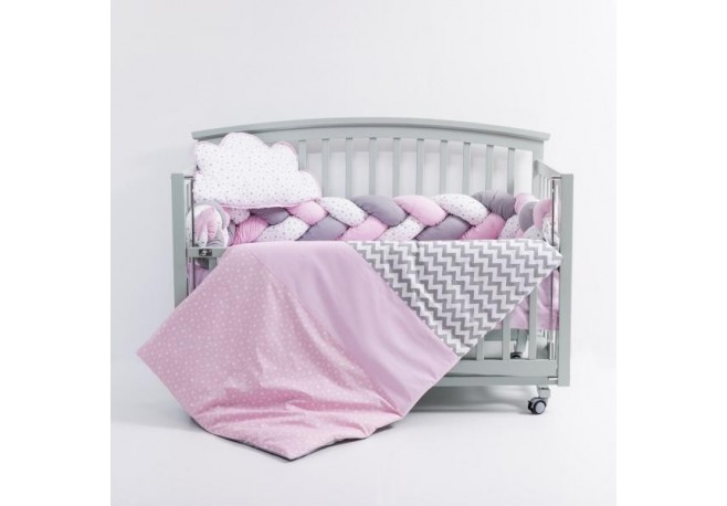 Lenjerie MyKids 6 piese Gray-Pink fara baldachin 120x60 cm