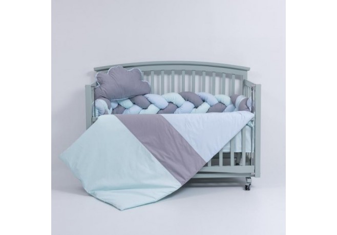 Lenjerie MyKids 6 piese Gray-Blue fara baldachin 120x60 cm
