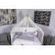 Lenjerie MyKids 11 piese Elephant gri-galben cu baldachin 120x60 cm