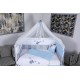 Lenjerie MyKids 11 piese Elephant gri-albastru cu baldachin 120x60 cm