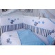 Lenjerie MyKids 11 piese Elephant gri-albastru cu baldachin 120x60 cm