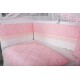 Lenjerie MyKids 9 piese Squars alb-roz cu baldachin 120x60 cm