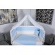 Lenjerie MyKids 9 piese Squars alb-albastru cu baldachin 120x60 cm