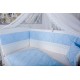 Lenjerie MyKids 9 piese Squars alb-albastru cu baldachin 120x60 cm