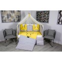 Lenjerie MyKids 10 piese Figures gri-galben fara baldachin 120x60 cm