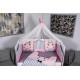 Lenjerie MyKids 10 piese Figures gri-roz fara baldachin 120x60 cm