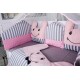 Lenjerie MyKids 10 piese Figures gri-roz fara baldachin 120x60 cm