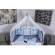 Lenjerie MyKids 10 piese Figures gri-albastru fara baldachin 120x60 cm