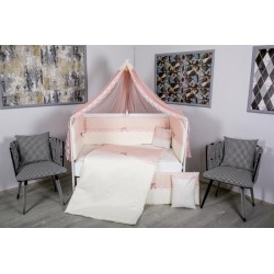 Lenjerie MyKids 9 piese White-Pink fara baldachin 120x60 cm