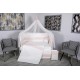 Lenjerie MyKids 11 piese Cream roz cu baldachin 120x60 cm