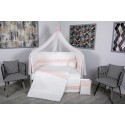 Lenjerie MyKids 11 piese Cream roz cu baldachin 120x60 cm