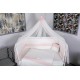Lenjerie MyKids 11 piese Cream roz cu baldachin 120x60 cm