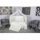 Lenjerie MyKids 11 piese Cream albastru cu baldachin 120x60 cm