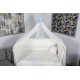 Lenjerie MyKids 11 piese Cream albastru cu baldachin 120x60 cm