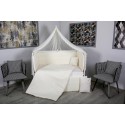 Lenjerie MyKids 11 piese Cream color cu baldachin 120x60 cm
