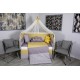 Lenjerie MyKids 10 piese Cloud gri-galben fara baldachin 120x60 cm