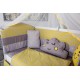 Lenjerie MyKids 10 piese Cloud gri-galben fara baldachin 120x60 cm