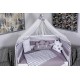 Lenjerie MyKids 10 piese Cloud gri-alb fara baldachin 120x60 cm
