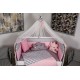 Lenjerie MyKids 10 piese Cloud gri-roz fara baldachin 120x60 cm
