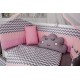 Lenjerie MyKids 10 piese Cloud gri-roz fara baldachin 120x60 cm