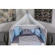 Lenjerie MyKids 10 piese Cloud gri-albastru fara baldachin 120x60 cm
