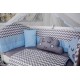 Lenjerie MyKids 10 piese Cloud gri-albastru fara baldachin 120x60 cm