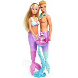 Set Simba Steffi Love Mermaid Family papusa Steffy 29 cm papusa Kevin 29 cm si accesorii