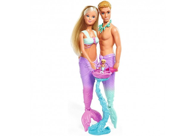 Set Simba Steffi Love Mermaid Family papusa Steffy 29 cm papusa Kevin 29 cm si accesorii