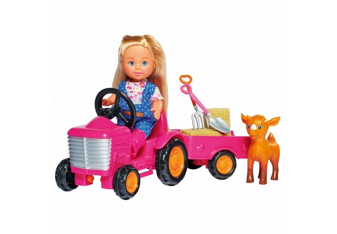 Set Simba Papusa Evi Love 12 cm tractor cu remorca si accesorii