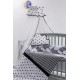 Lenjerie MyKids 8 piese Gray-White cu baldachin 120x60 cm