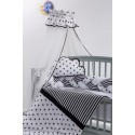 Lenjerie MyKids 8 piese Gray-White cu baldachin 120x60 cm