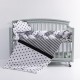 Lenjerie MyKids 8 piese Gray-White cu baldachin 120x60 cm
