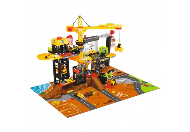 Pista de masini Dickie Toys Construction cu 4 masinute si accesorii