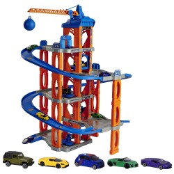 Pista de masini Majorette Motor Lift Center cu 5 masinute