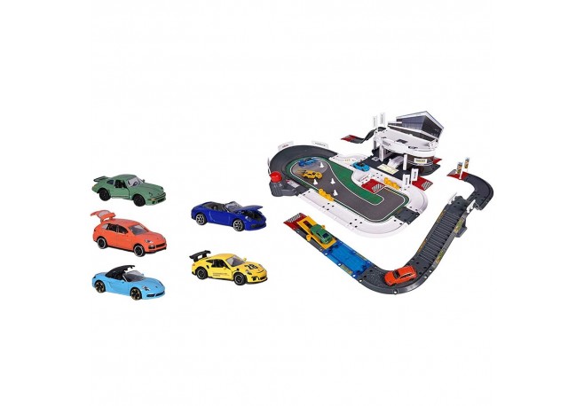 Pista de masini Majorette Creatix Porsche Experience Center cu 5 masinute